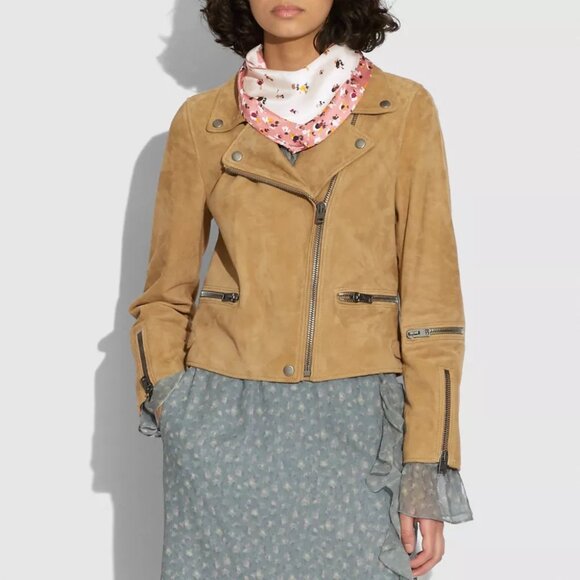 COACH Paint Dab Floral Silk Diamond Scarf - Picture 4 of 5